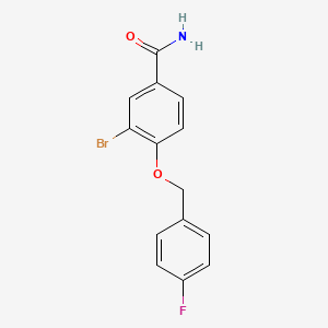 molecular formula C14H11BrFNO2 B2550228 3-Bromo-4-(4-fluoro-benzyloxy)-benzamide CAS No. 1706445-45-5