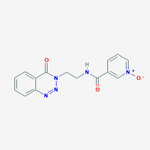 molecular formula C15H13N5O3 B2550232 3-((2-(4-氧代苯并[d][1,2,3]三嗪-3(4H)-基)乙基)氨基甲酰基)吡啶 1-氧化物 CAS No. 1904310-74-2