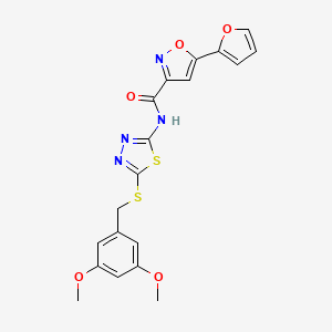 N-(5-((3,5-dimethoxybenzyl)thio)-1,3,4-thiadiazol-2-yl)-5-(furan-2-yl)isoxazole-3-carboxamide