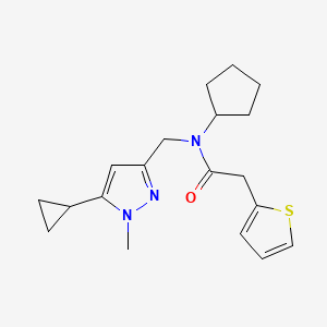N-cyclopentyl-N-((5-cyclopropyl-1-methyl-1H-pyrazol-3-yl)methyl)-2-(thiophen-2-yl)acetamide
