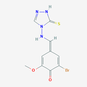 molecular formula C10H9BrN4O2S B255025 (4E)-2-bromo-6-methoxy-4-[[(5-sulfanylidene-1H-1,2,4-triazol-4-yl)amino]methylidene]cyclohexa-2,5-dien-1-one 