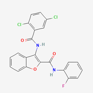 molecular formula C22H13Cl2FN2O3 B2550253 3-(2,5-dichlorobenzamido)-N-(2-fluorophenyl)benzofuran-2-carboxamide CAS No. 862977-58-0