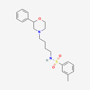 molecular formula C21H28N2O3S B2550269 3-methyl-N-(4-(2-phenylmorpholino)butyl)benzenesulfonamide CAS No. 954023-69-9