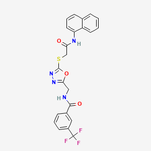 molecular formula C23H17F3N4O3S B2550278 N-((5-((2-(naphthalen-1-ylamino)-2-oxoethyl)thio)-1,3,4-oxadiazol-2-yl)methyl)-3-(trifluoromethyl)benzamide CAS No. 872620-59-2