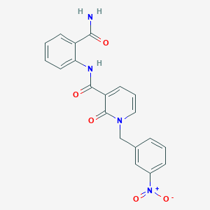 molecular formula C20H16N4O5 B2550283 N-(2-氨基甲酰苯基)-1-(3-硝基苄基)-2-氧代-1,2-二氢吡啶-3-甲酰胺 CAS No. 942008-73-3