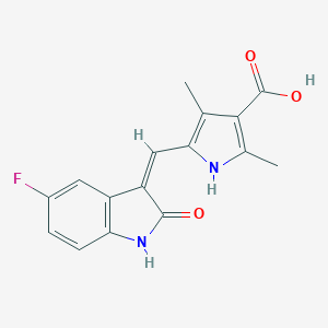 molecular formula C16H13FN2O3 B025503 5-((Z)-(5-氟-2-氧代吲哚啉-3-亚甲基))-2,4-二甲基-1H-吡咯-3-羧酸 CAS No. 356068-93-4