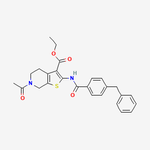 Ethyl 6-acetyl-2-(4-benzylbenzamido)-4,5,6,7-tetrahydrothieno[2,3-c]pyridine-3-carboxylate