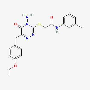 molecular formula C21H23N5O3S B2550304 2-((4-amino-6-(4-ethoxybenzyl)-5-oxo-4,5-dihydro-1,2,4-triazin-3-yl)thio)-N-(m-tolyl)acetamide CAS No. 886960-65-2