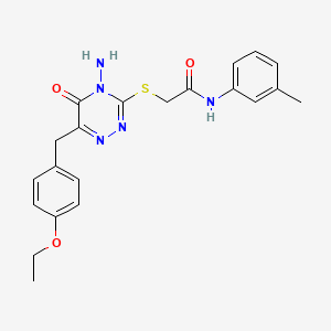 molecular formula C21H23N5O3S B2550304 2-((4-氨基-6-(4-乙氧基苄基)-5-氧代-4,5-二氢-1,2,4-三嗪-3-基)硫代)-N-(间甲苯基)乙酰胺 CAS No. 886960-65-2