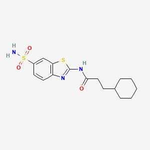 molecular formula C16H21N3O3S2 B2550321 3-cyclohexyl-N-(6-sulfamoylbenzothiazol-2-yl)propanamide CAS No. 865591-98-6