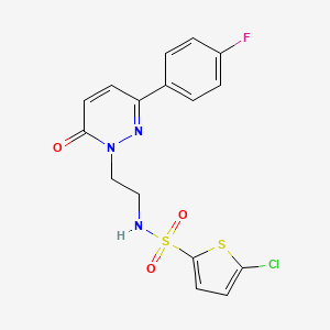 molecular formula C16H13ClFN3O3S2 B2550323 5-chloro-N-(2-(3-(4-fluorophenyl)-6-oxopyridazin-1(6H)-yl)ethyl)thiophene-2-sulfonamide CAS No. 921879-81-4