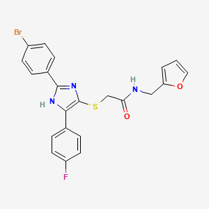 molecular formula C22H17BrFN3O2S B2550338 2-{[2-(4-bromophenyl)-5-(4-fluorophenyl)-1H-imidazol-4-yl]thio}-N-(2-furylmethyl)acetamide CAS No. 901234-47-7