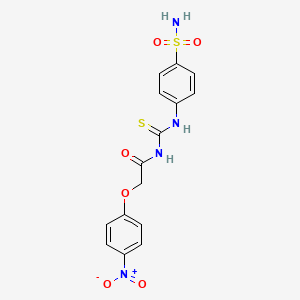 molecular formula C15H14N4O6S2 B2550339 2-(4-nitrophenoxy)-N-((4-sulfamoylphenyl)carbamothioyl)acetamide CAS No. 642980-31-2