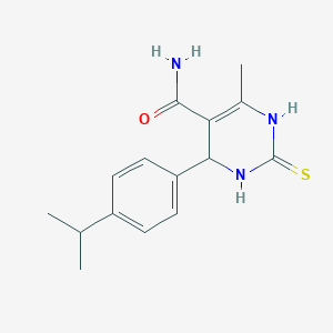 6-methyl-4-(4-propan-2-ylphenyl)-2-sulfanylidene-3,4-dihydro-1H-pyrimidine-5-carboxamide