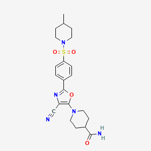 molecular formula C22H27N5O4S B2550342 1-(4-Cyano-2-{4-[(4-methylpiperidin-1-yl)sulfonyl]phenyl}-1,3-oxazol-5-yl)piperidine-4-carboxamide CAS No. 941000-36-8