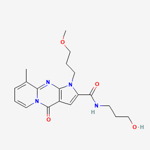 molecular formula C19H24N4O4 B2550345 N-(3-hydroxypropyl)-1-(3-methoxypropyl)-9-methyl-4-oxo-1,4-dihydropyrido[1,2-a]pyrrolo[2,3-d]pyrimidine-2-carboxamide CAS No. 900878-38-8