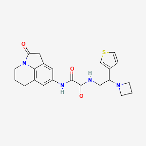 molecular formula C22H24N4O3S B2550346 N1-(2-(azetidin-1-yl)-2-(thiophen-3-yl)ethyl)-N2-(2-oxo-2,4,5,6-tetrahydro-1H-pyrrolo[3,2,1-ij]quinolin-8-yl)oxalamide CAS No. 2034399-90-9
