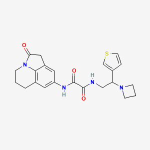 molecular formula C22H24N4O3S B2550346 N1-(2-(氮杂环丁-1-基)-2-(噻吩-3-基)乙基)-N2-(2-氧代-2,4,5,6-四氢-1H-吡咯并[3,2,1-ij]喹啉-8-基)草酰胺 CAS No. 2034399-90-9