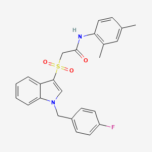 molecular formula C25H23FN2O3S B2550353 N-(2,4-二甲基苯基)-2-[1-[(4-氟苯基)甲基]吲哚-3-基]磺酰乙酰胺 CAS No. 686744-10-5