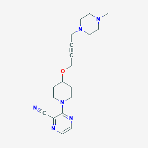 molecular formula C19H26N6O B2550356 3-(4-{[4-(4-Methylpiperazin-1-yl)but-2-yn-1-yl]oxy}piperidin-1-yl)pyrazine-2-carbonitrile CAS No. 2415489-58-4