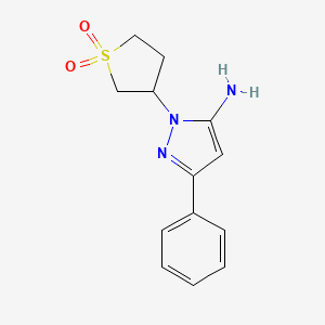 molecular formula C13H15N3O2S B2550363 3-(5-Amino-3-phenylpyrazolyl)thiolane-1,1-dione CAS No. 926207-78-5