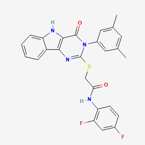molecular formula C26H20F2N4O2S B2550370 N-(2,4-difluorophenyl)-2-[[3-(3,5-dimethylphenyl)-4-oxo-5H-pyrimido[5,4-b]indol-2-yl]sulfanyl]acetamide CAS No. 536705-61-0