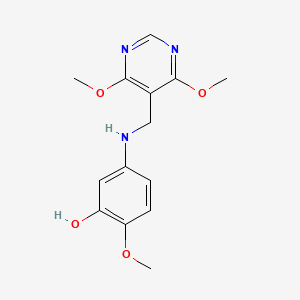 molecular formula C14H17N3O4 B2550376 5-{[(4,6-Dimethoxypyrimidin-5-yl)methyl]amino}-2-methoxyphenol CAS No. 1157656-92-2