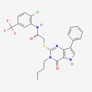 2-((3-butyl-4-oxo-7-phenyl-4,5-dihydro-3H-pyrrolo[3,2-d]pyrimidin-2-yl)thio)-N-(2-chloro-5-(trifluoromethyl)phenyl)acetamide