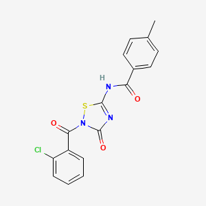 molecular formula C17H12ClN3O3S B2550385 N-[2-(2-chlorobenzoyl)-3-oxo-2,3-dihydro-1,2,4-thiadiazol-5-yl]-4-methylbenzenecarboxamide CAS No. 478031-94-6