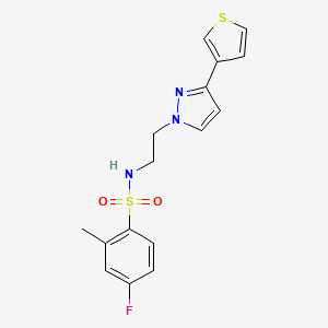 4-fluoro-2-methyl-N-(2-(3-(thiophen-3-yl)-1H-pyrazol-1-yl)ethyl)benzenesulfonamide