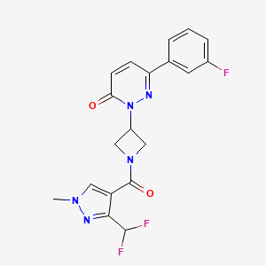 molecular formula C19H16F3N5O2 B2550398 2-[1-[3-(Difluoromethyl)-1-methylpyrazole-4-carbonyl]azetidin-3-yl]-6-(3-fluorophenyl)pyridazin-3-one CAS No. 2380078-98-6