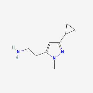 molecular formula C9H15N3 B2550410 2-(3-环丙基-1-甲基吡唑-5-基)乙胺 CAS No. 1328640-49-8