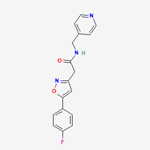 molecular formula C17H14FN3O2 B2550419 2-(5-(4-fluorophenyl)isoxazol-3-yl)-N-(pyridin-4-ylmethyl)acetamide CAS No. 952985-24-9