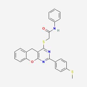 molecular formula C26H21N3O2S2 B2550426 2-((2-(4-(methylthio)phenyl)-5H-chromeno[2,3-d]pyrimidin-4-yl)thio)-N-phenylacetamide CAS No. 866726-50-3
