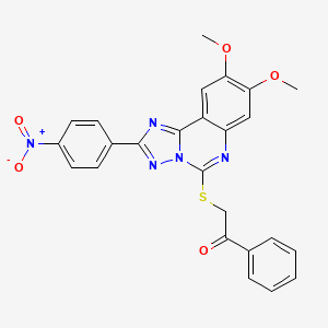 molecular formula C25H19N5O5S B2550428 2-{[8,9-Dimethoxy-2-(4-nitrophenyl)[1,2,4]triazolo[1,5-c]quinazolin-5-yl]thio}-1-phenylethanone CAS No. 901756-10-3