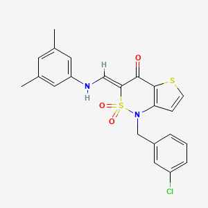 molecular formula C22H19ClN2O3S2 B2550434 (Z)-1-(3-chlorobenzyl)-3-(((3,5-dimethylphenyl)amino)methylene)-1H-thieno[3,2-c][1,2]thiazin-4(3H)-one 2,2-dioxide CAS No. 892298-23-6