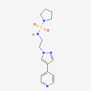 molecular formula C14H19N5O2S B2550440 N-{2-[4-(pyridin-4-yl)-1H-pyrazol-1-yl]ethyl}pyrrolidine-1-sulfonamide CAS No. 2034355-09-2