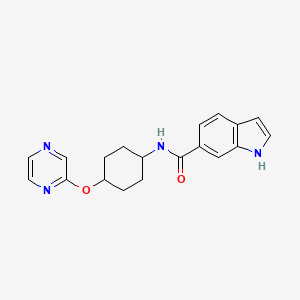 molecular formula C19H20N4O2 B2550443 N-((1r,4r)-4-(pyrazin-2-yloxy)cyclohexyl)-1H-indole-6-carboxamide CAS No. 2034316-68-0