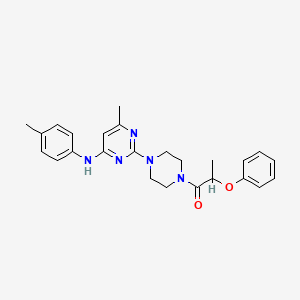 molecular formula C25H29N5O2 B2550445 1-(4-(4-Methyl-6-(p-tolylamino)pyrimidin-2-yl)piperazin-1-yl)-2-phenoxypropan-1-one CAS No. 923212-21-9