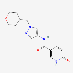 molecular formula C15H18N4O3 B2550454 6-oxo-N-(1-((tetrahydro-2H-pyran-4-yl)methyl)-1H-pyrazol-4-yl)-1,6-dihydropyridine-3-carboxamide CAS No. 1706083-16-0