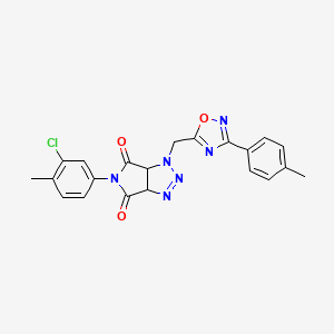 molecular formula C21H17ClN6O3 B2550459 5-(3-chloro-4-methylphenyl)-1-((3-(p-tolyl)-1,2,4-oxadiazol-5-yl)methyl)-1,6a-dihydropyrrolo[3,4-d][1,2,3]triazole-4,6(3aH,5H)-dione CAS No. 1171228-84-4