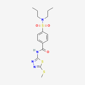 molecular formula C16H22N4O3S3 B2550478 4-(N,N-dipropylsulfamoyl)-N-(5-(methylthio)-1,3,4-thiadiazol-2-yl)benzamide CAS No. 393572-49-1