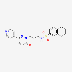 molecular formula C22H24N4O3S B2550481 N-(3-(6-oxo-3-(pyridin-4-yl)pyridazin-1(6H)-yl)propyl)-5,6,7,8-tetrahydronaphthalene-2-sulfonamide CAS No. 1021137-89-2