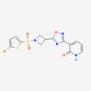molecular formula C14H11BrN4O4S2 B2550483 3-(5-(1-((5-bromothiophen-2-yl)sulfonyl)azetidin-3-yl)-1,2,4-oxadiazol-3-yl)pyridin-2(1H)-one CAS No. 1396751-05-5