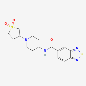 molecular formula C16H20N4O3S2 B2550486 N-(1-(1,1-dioxidotetrahydrothiophen-3-yl)piperidin-4-yl)benzo[c][1,2,5]thiadiazole-5-carboxamide CAS No. 2034232-75-0