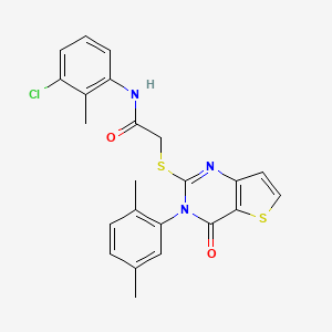 molecular formula C23H20ClN3O2S2 B2550490 N-(3-chloro-2-methylphenyl)-2-{[3-(2,5-dimethylphenyl)-4-oxo-3,4-dihydrothieno[3,2-d]pyrimidin-2-yl]sulfanyl}acetamide CAS No. 1291833-70-9