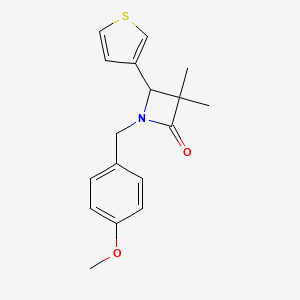 1-[(4-Methoxyphenyl)methyl]-3,3-dimethyl-4-thiophen-3-ylazetidin-2-one