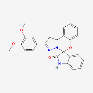 molecular formula C25H21N3O4 B2550511 2-(3,4-Dimethoxyphenyl)-1,10b-dihydrospiro[benzo[e]pyrazolo[1,5-c][1,3]oxazine-5,3'-indolin]-2'-one CAS No. 371232-53-0
