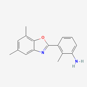 molecular formula C16H16N2O B2550516 3-(5,7-Dimethyl-benzooxazol-2-yl)-2-methyl-phenylamine CAS No. 293737-76-5