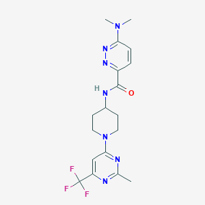 molecular formula C18H22F3N7O B2550522 6-(二甲氨基)-N-{1-[2-甲基-6-(三氟甲基)嘧啶-4-基]哌啶-4-基}哒嗪-3-甲酰胺 CAS No. 2034522-14-8